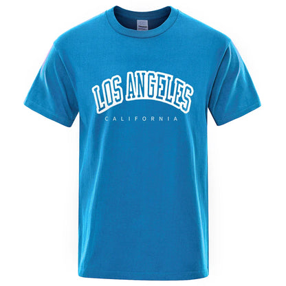 Los Angeles, California Usa City Letter Mens T-Shirts Loose T-Shirts Cotton Breathable T-Shirt Oversized Tops Quality Brand Tops