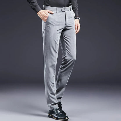 High Quality Men Suit Pants Smart Casual Office Trousers Business Pants For Men Wedding Party Dress Trousers Mens Stripe Pants