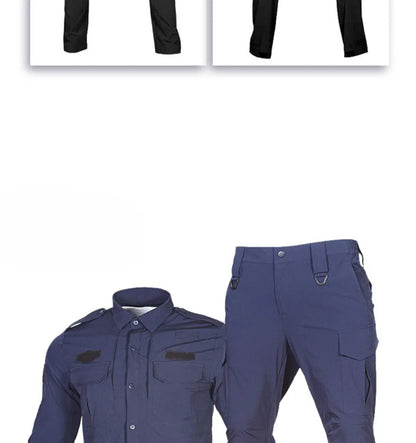 Quick Drying Workwear Suit Men Combat Elastic Tactical Training Set Multi Pocket Man Security Staff Uniform Cargo 2pcs Suits