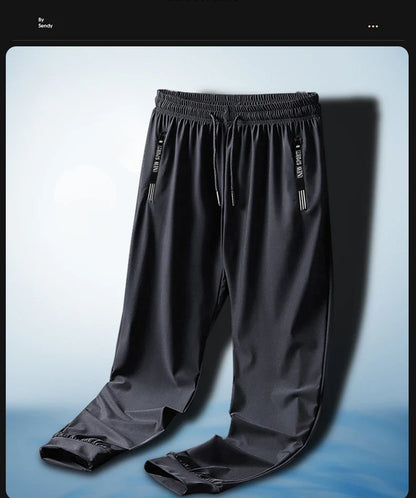 Plus Size 8xl 7xl 6xl Men Sports Pants Quick-Drying Men Trousers Joggers Sportswear Solid Sweatpants Male Elastic Ice Silk Pant