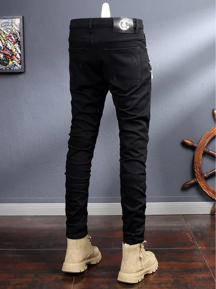 2024 Spring and Autumn New Fashion Black Stretch Straight Leg Jeans Men's Casual Comfort Breathable High-Quality Denim Pants