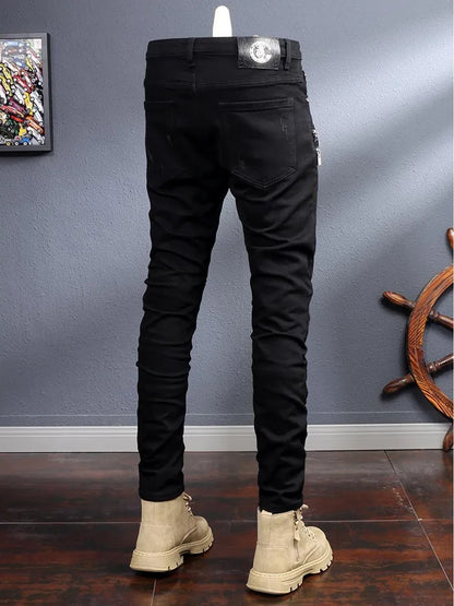 2024 Spring and Autumn New Fashion Black Stretch Straight Leg Jeans Men's Casual Comfort Breathable High-Quality Denim Pants