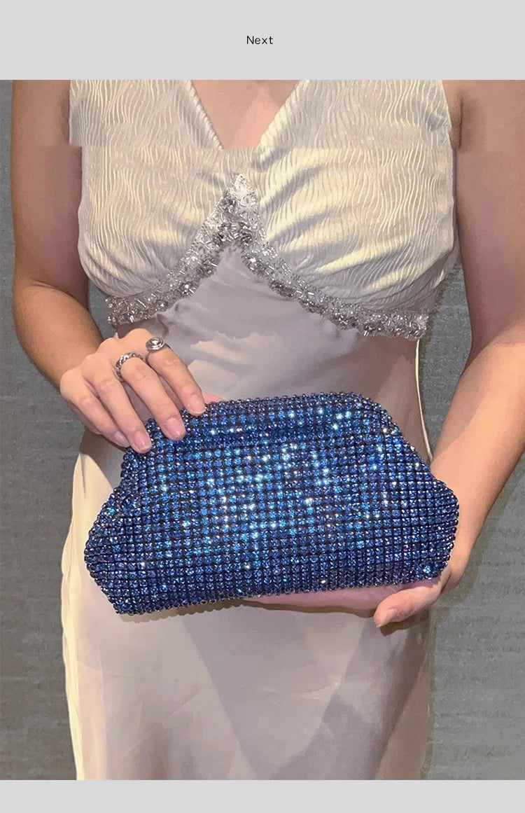 Luxury Glitter Cloud Bag Women's Handbag Crystal Shiny Rhinestones Diamond Evening Bag Wedding Party Clutch Purse Shoulder Bags