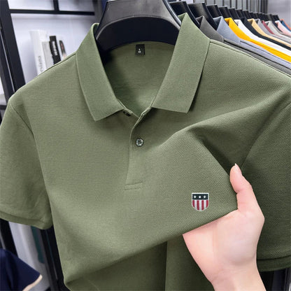 men's summer luxury brand cotton 100% polo shirt lapel printing short sleeves t-shirt business leisure ventilate men's clothing