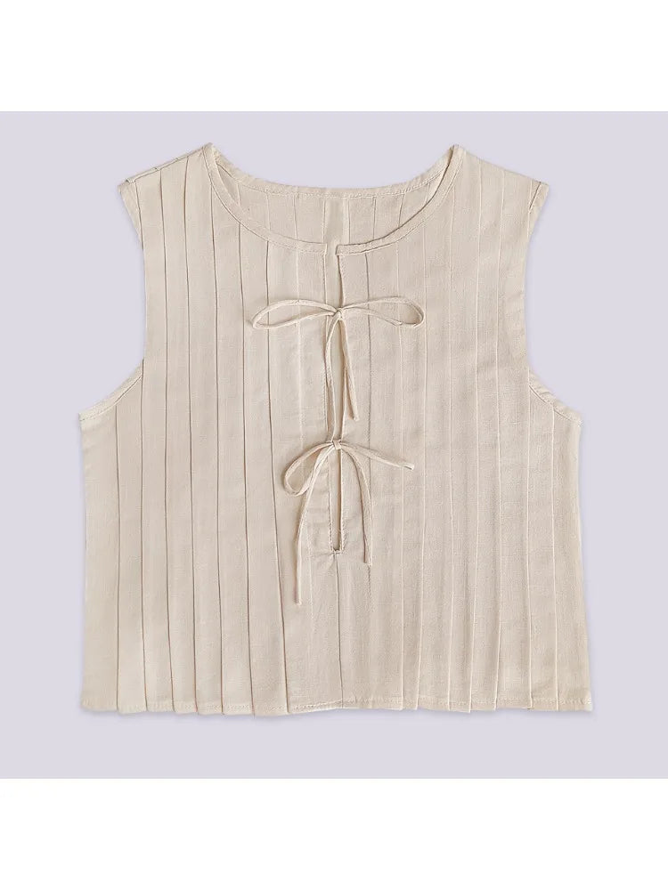White Bandage Ribbed Tank Top Shirts For Women Hollow Out Sleeveless Slim Summer Fashion Vest Women's Lace-Up Vest Y2k Top