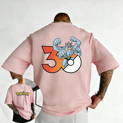 30th Anniversary Machamp Printed T-shirt Summer New Men's and Women's Loose Casual Hip Hop Trendy Short Sleeve Top