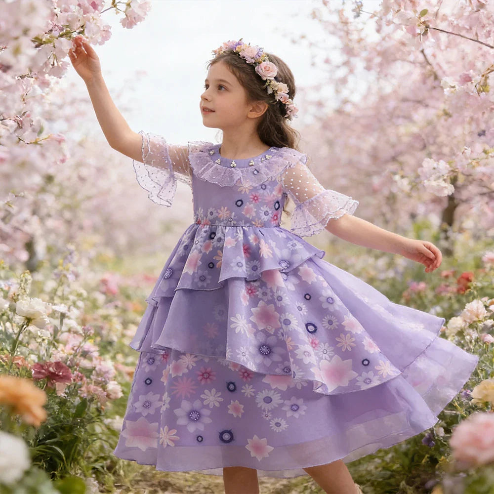 Girls Summer Dress Flower Fairy Princess Dress Children Encanto Cosplay Costumes Kids Girl Birthday Dress Fancy Party Dresses