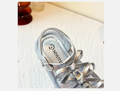 Girl Sandals Summer New Kids Fashion Hollow-out Causal Shoes Princess Versatile Sweet Bowknot Children Open-toe Beach Sandals
