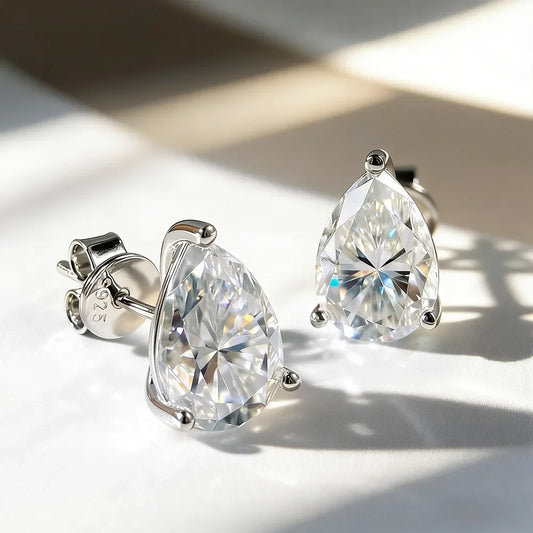 0.5-4Carat Pear Cut Moissanite Stud Earrings 100% S925 Silver Waterdrop Lab Diamomd Ear Studs for Women Fine Jewelry Gift