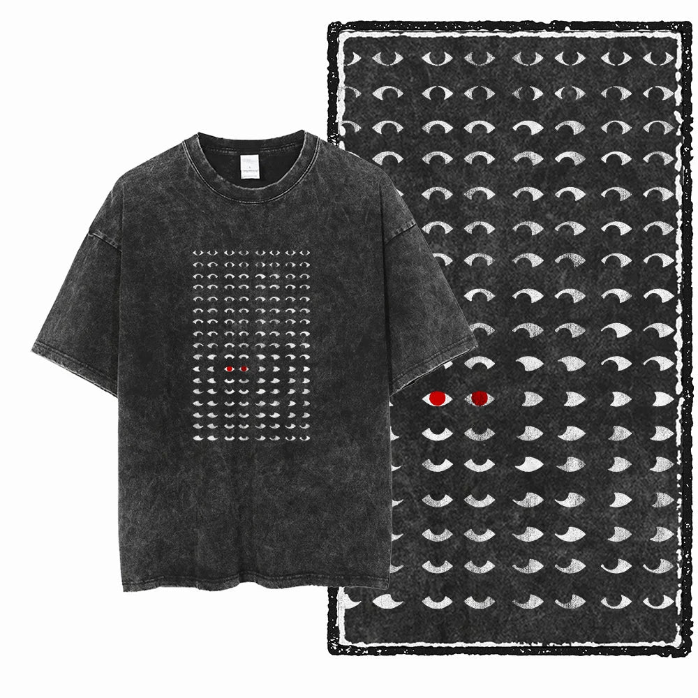 cat Printed Cotton Acid Washed Exclusive Graphic Unisex T Shirt Cool Streetwear Men Tshirts Big Size Tee for men