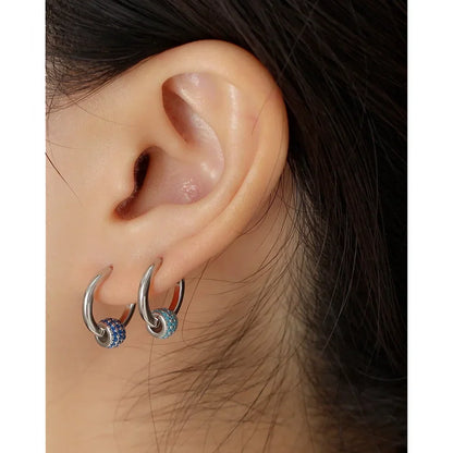 925 Sterling Silver Earring Zircon Sun Flower Ear Ring Geometric Style Water Drop Ear Bone Cute Temperament Woman Girl Ear Jewel