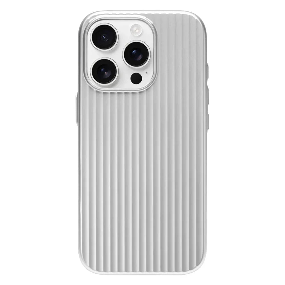 Stripes Metallic Paint Armor Case For iPhone 17 Air 16 15 14 13 Pro Max Shockproof Camera Protective Slim Matte PC Funda