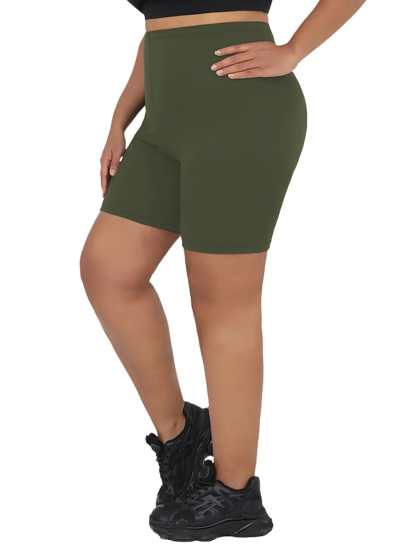 Plus Size Super Soft Biker Shorts For Women No See Through Workout Running Yoga Athletic Shorts 6"Inseam RUNNING