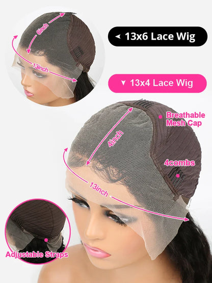 250% High Density 40 46inch Curly Wigs Raw Human Hair 13x4 13x6 HD Lace Frontal Wigs Human Hair Deep Wave Frontal Wigs on Clearance Sale Cheap Wig Pre Plucked with Baby Hair Original Vietnamese Wigs Wet and Wavy Water Wave La
