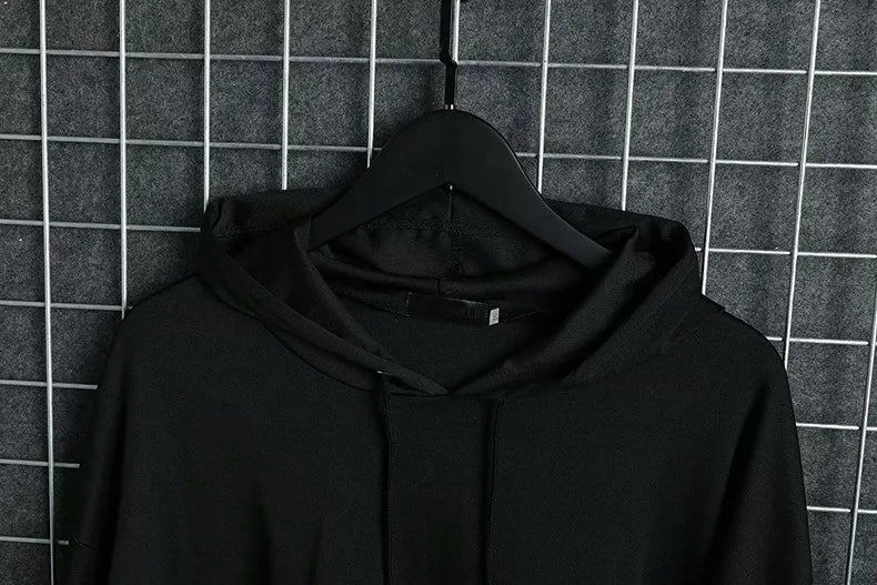 New Men's Hoodies Sweatshirt Autumn Casual Techwear Hip Hop Harajuku Hoodie Men Ribbons Patchwork Japanese Streetwear Darkwear