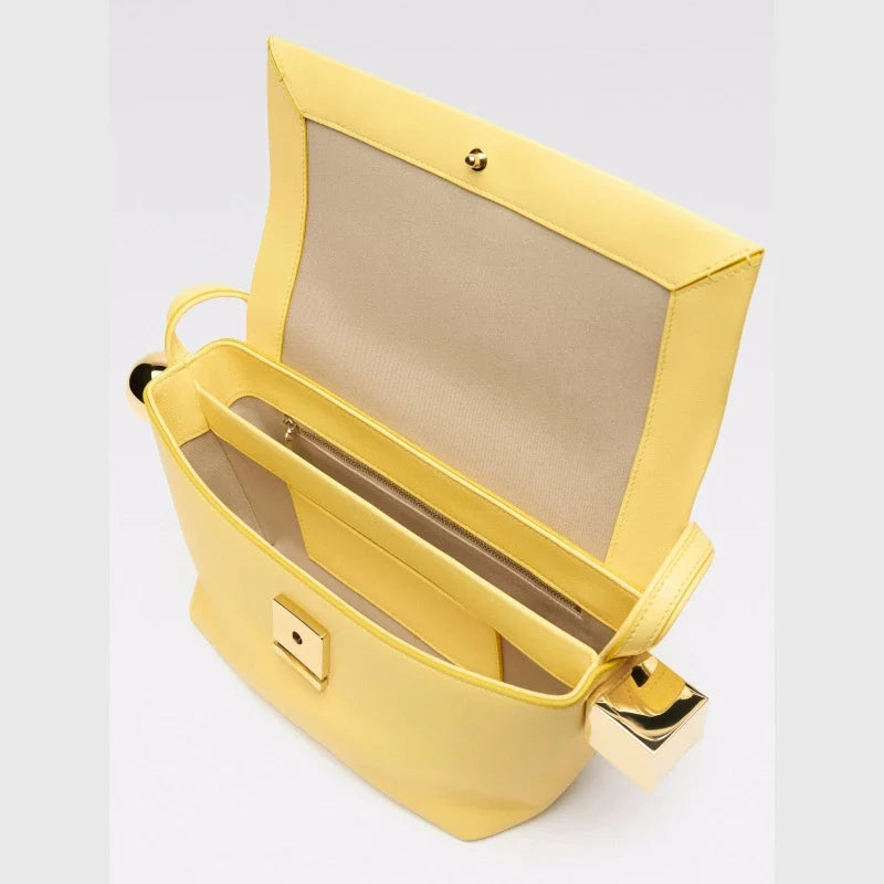 Women's Shoulder Bag with Flap, Solid Color Fashion Top Handle bag with Metal, Women's Luxury Design Handbag for Everyday Style