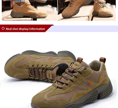Men's Labor Protection Shoes Steel Toe Caps Lightweight Anti Slip Safety Work Shoes Anti Piercing Smashing Functions