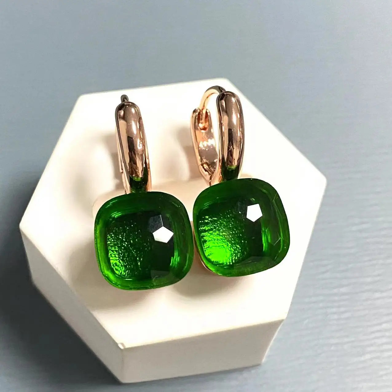 10.6mm Classic Nudo Earrings For Women High Quality Crystal Earrings Square Blue Topaz Earrings Fashion Jewelry Gift