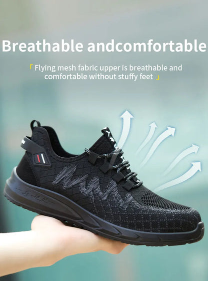 Lightweight Safety Shoes Men Steel Toe Sneakers Puncture Proof Breathable Work Safety Boots Man Comfy Construction Work Shoes