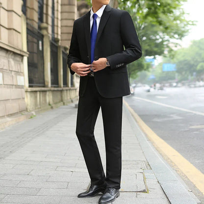 Men's M-10XL Spring New Wedding Fashion Handsome Suit Business Cargo Trousers plus Size Two Sets Fat Friendly Clothing