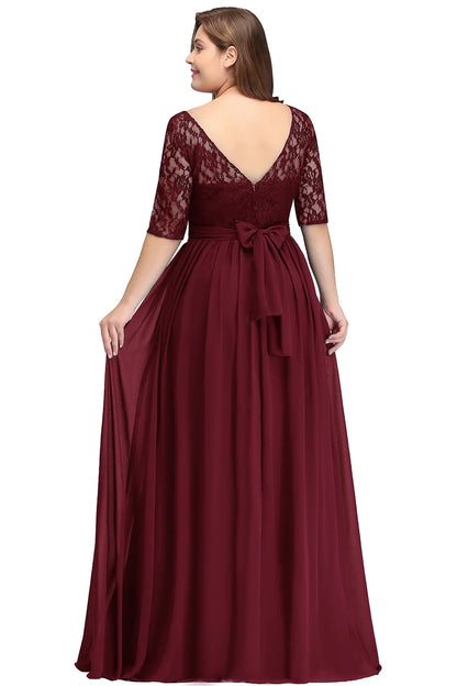 Burgundy Plus Size Bridesmaid Dresses Long V Back Sleeveless Evening Party Prom Gowns A-line Birthday Gift Women Robe De Soiree