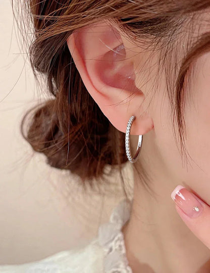 Pretty Beauty 23mm Moissanite Hoop Earrings S925 Sterling Silver for Women Wedding Party White Gold Plated Fine Jewelry Gifts
