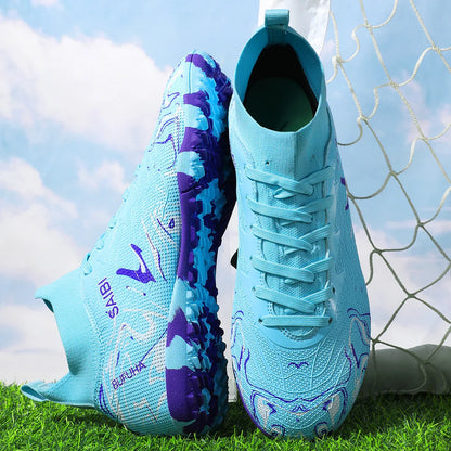 Breathable men's soccer shoes with TF broken nails, outdoor sports shoes, anti slip and effective ankle protection