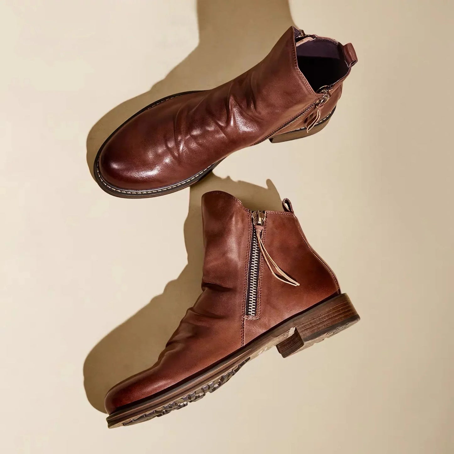 Men's Pu Boots Fashion Chelsea Men's Comfortable High Top Zipper Boots Non-slip Flat  Men's Boots Cowboy