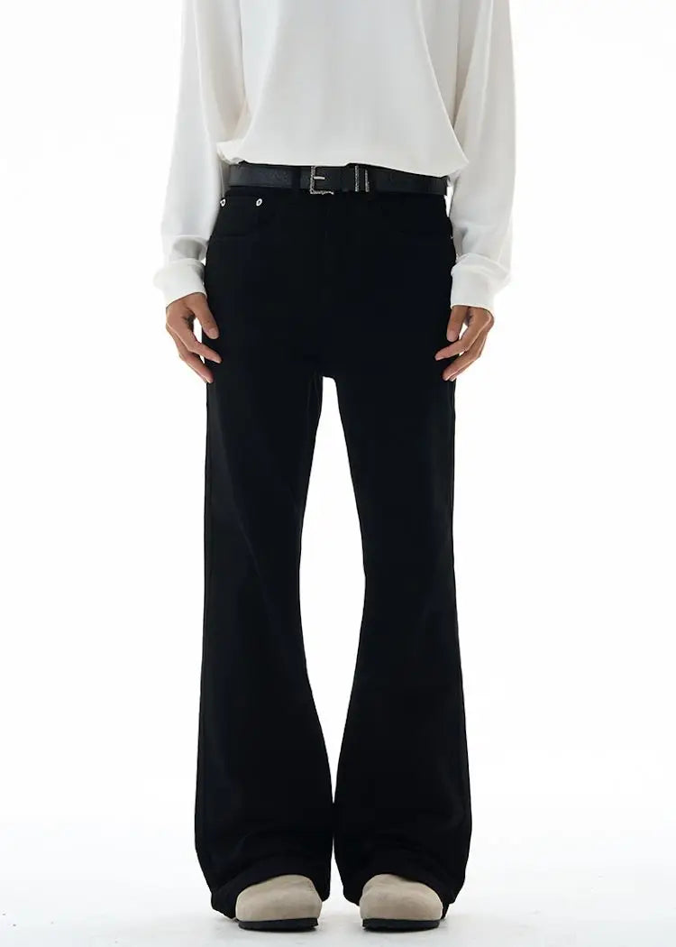 Calça Masculina Vintage Disco Flare Sólida Elástica Slim Fit Estilo Hippie Calça Casual de Perna Larga Streetwear Masculino