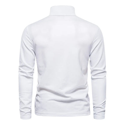 AIOPESON 2023 New Men's Deer Embroidery Polo Shirts Solid Color Long Sleeve Social Business Male
