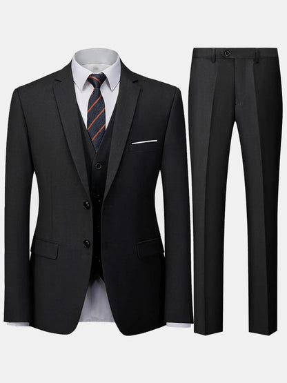 Men's Burgundy 2-Piece Suit Set (Blazer + Trousers Only, No Vest Included),Slim Fit Formal Business Wedding Party Jacket & Pants