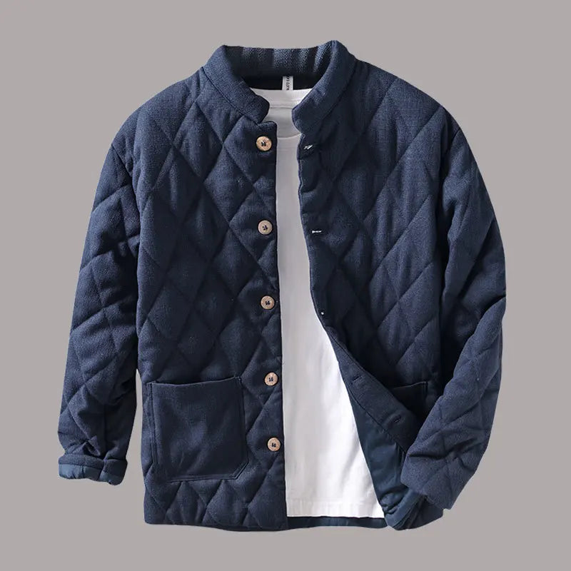 Japanese Style Stand Collar Warm Padded Jacket For Men Vintage Solid Loose Versatile Wadded Jacket Trend Male Outwear Clothing