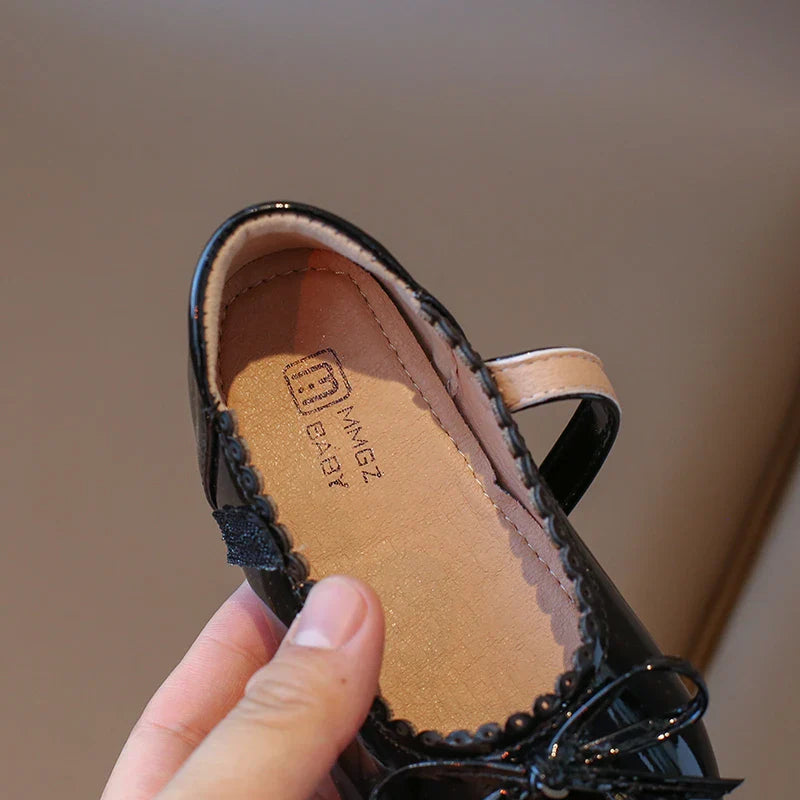 Summer Girl's Princess Shoes Bowknot Round Toe Hook-loop Shallow Cute Daily Kid's Flat Shoe Solid Colors Anti-slip Children Shoe