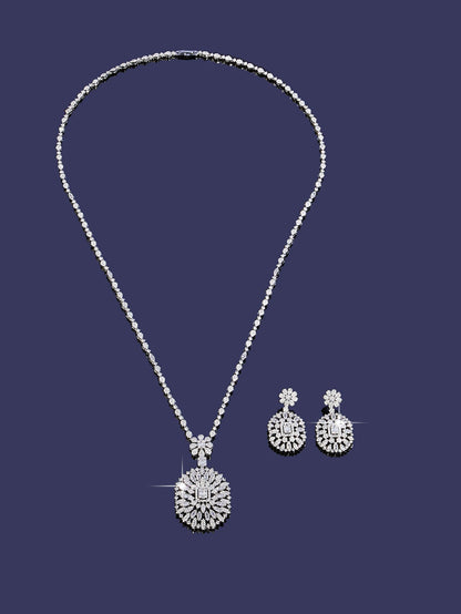 Long Sweater Chain Tassel Necklace Earring Set for Women Luxury Cubic Zirconia Bridal Jewelry Set Wedding Accessorie