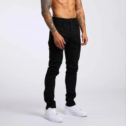 1pc men's elastic daily travel American street, regular banana pants jeans