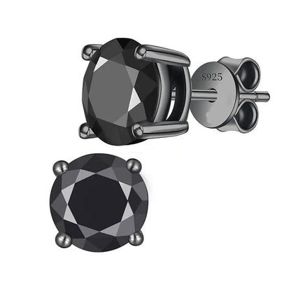 4 Claw GRA Certified 0.5/1CT Black Moissanite Earrings for Women Man Unisex 925 Silver Plated 18K Black Gold Party Ear Stud