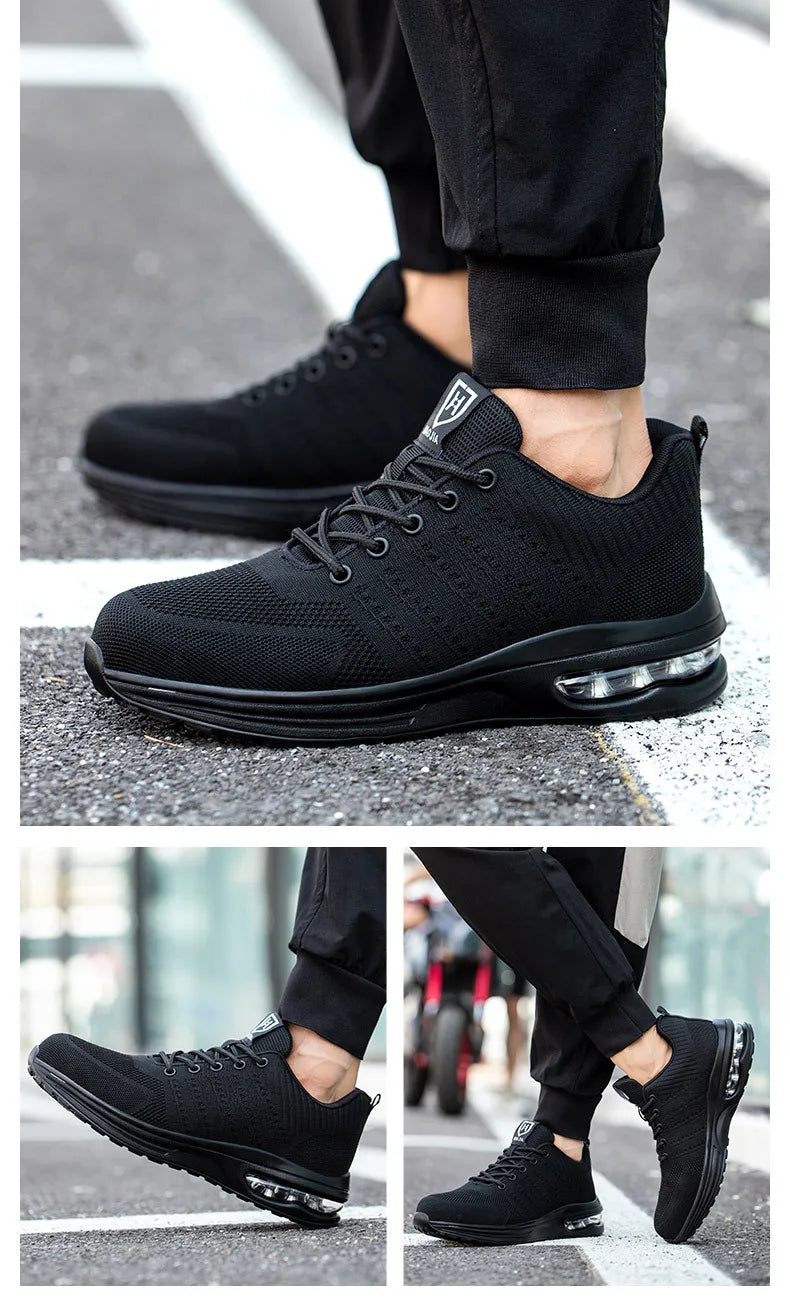 Indestructible Safety Shoes For Men Steel Toe Anti-Puncture Men's Work Shoes  Lightweight Slip Resistant Air Cushion Sneaker  ﻿