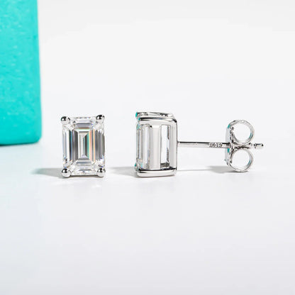 10k Gold 4/2/1ct Emerald Moissanite Stud Earrings 10K Gold Post Anti-allergy Eearrings For Women Jewelry Wholesale