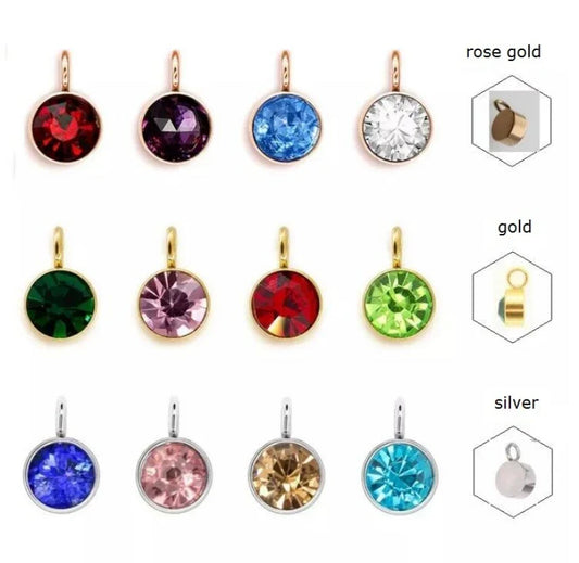 144Pcs/Lot Stainless Steel Birthstone Charms For Women Girl Pendant Earrings Bracelet Jewelry Gift Making DIY Accessories