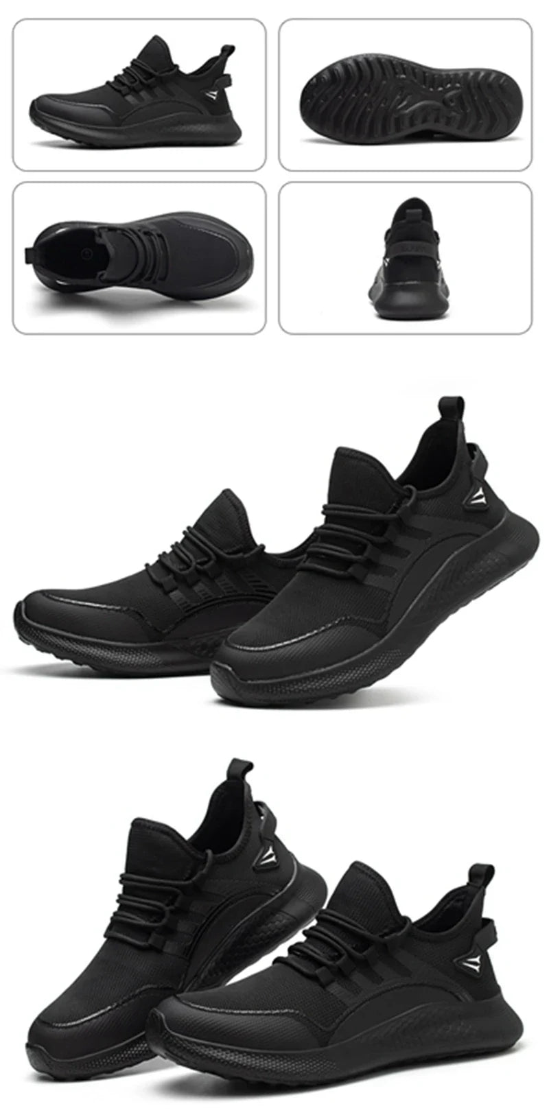 Men's Safety Shoes Anti- Crush Steel Toe Puncture Resistant Kevlar Lightweight Breathable Upper Slip-On Work Shoes