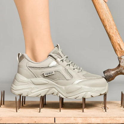 Women tennis work safety Shoes Comfor security shoes woman steel toe Sneakers Lightweigh Breathable Non-Slip summer work boots