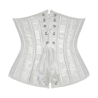 Women Underbust Corset Tops Black White Transparent Mesh Lace Bustier Plastic Bones Basques Body Shaper Waist Cincher Korset