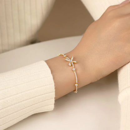 Bow Star Moissanite Bracelets for Women S925 Silver Adjustable 16+3cm Elegant Romantic Engagement Jewelry Gifts for Her