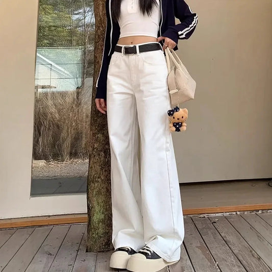 High-Waisted Slimming Straight-Leg Denim Jeans