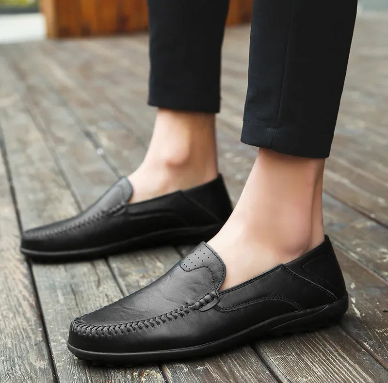 Genuine Leather Men Casual Shoes Luxury Brand Formal Men Loafers Moccasins Italian Breathable Slip on Male Boat Shoes Size 37-47