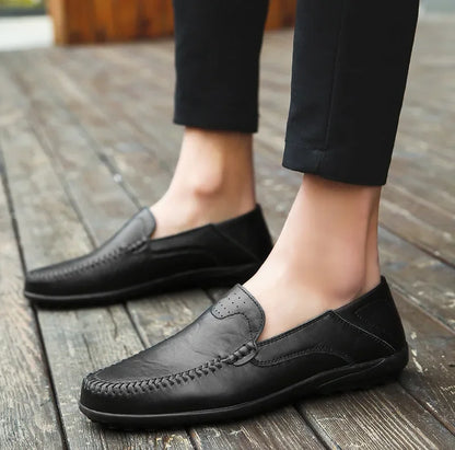 Genuine Leather Men Casual Shoes Luxury Brand Formal Men Loafers Moccasins Italian Breathable Slip on Male Boat Shoes Size 37-47