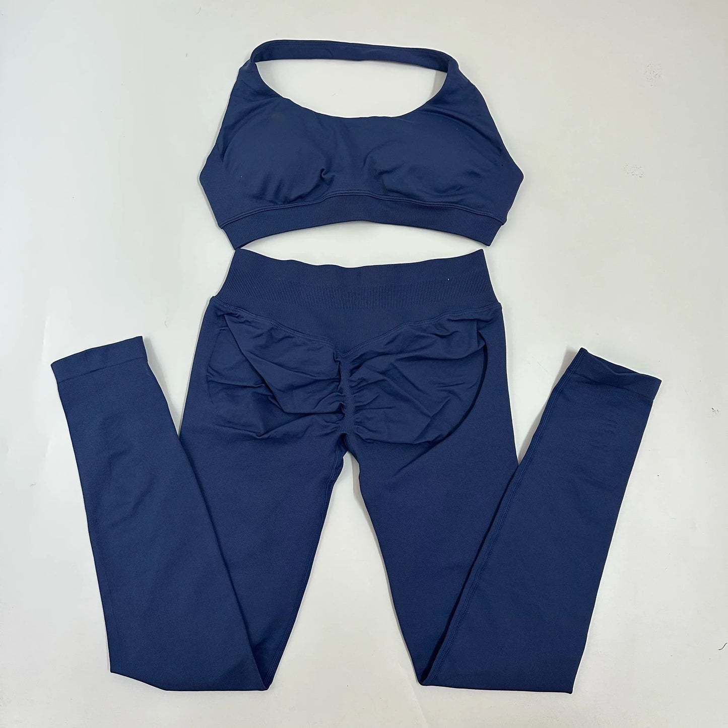 Yoga Leggings Set Women Seamless Yoga Set High Waist Scrunch Butt Legging With Halter Sports Bra Workout Gym Suit
