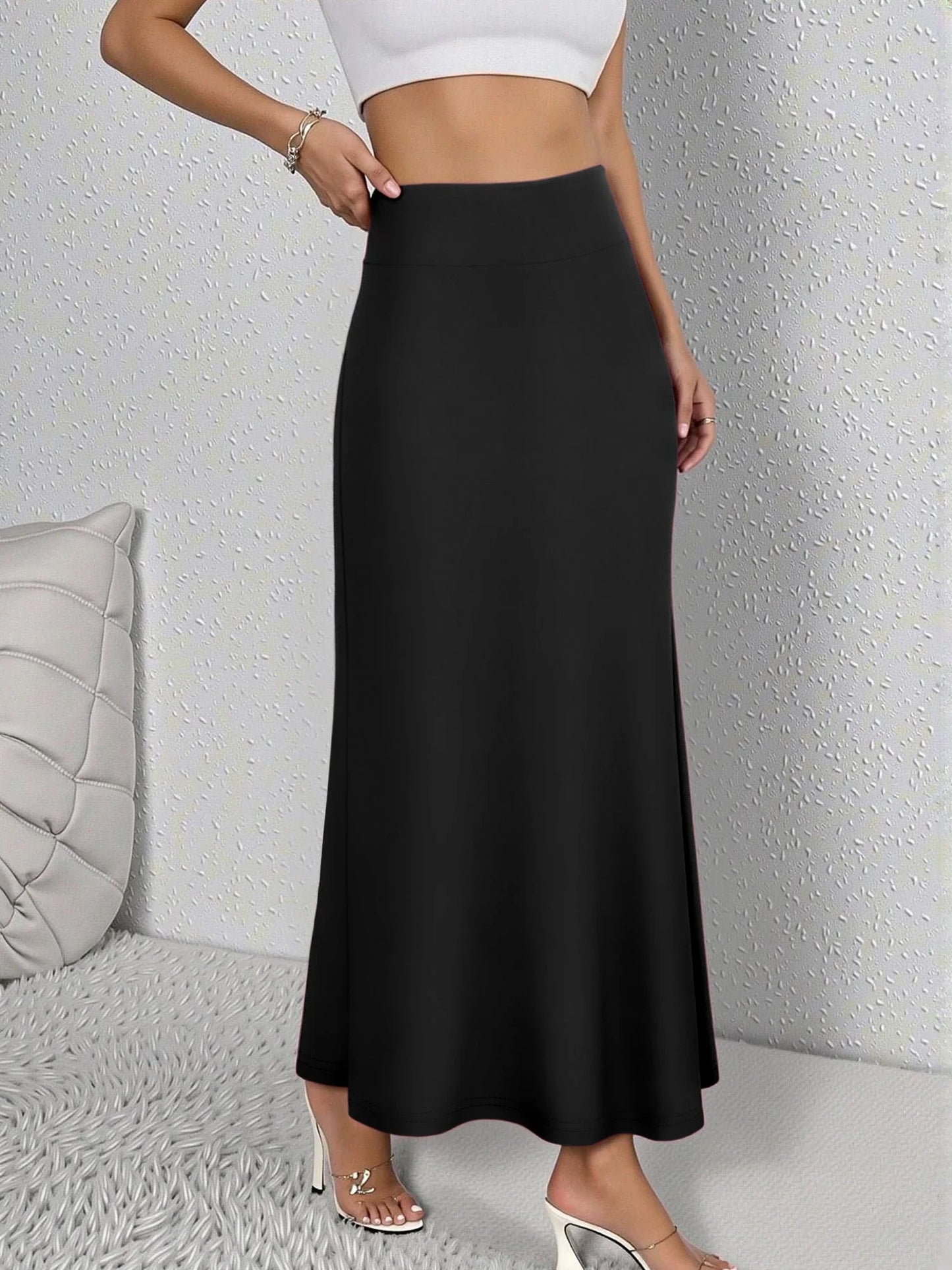 Women Midi Skirt High Waist A line Flowy Hem Breathable Material Perfect for Fashion Shoots Casual Streetwear Daily Errands