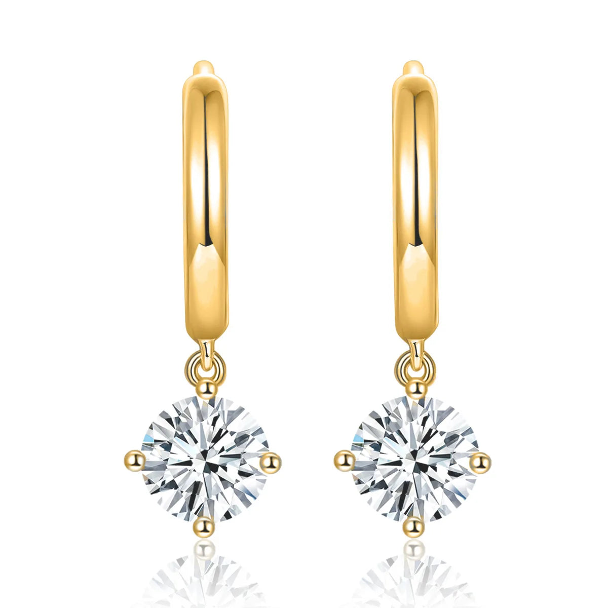 100% Real 0.5 Carat 5mm D Color Moissanite Diamond Drop Earrings Women’s S925 Silver Plated 18K Yellow Gold Tassel Earring