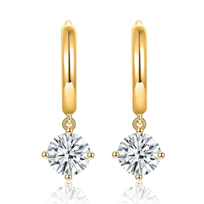 100% Real 0.5 Carat 5mm D Color Moissanite Diamond Drop Earrings Women’s S925 Silver Plated 18K Yellow Gold Tassel Earring